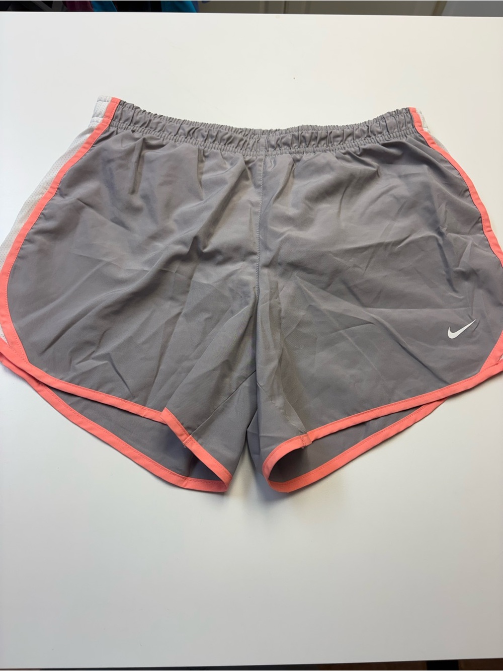 Nike Gray Athletic Shorts with Coral Trim